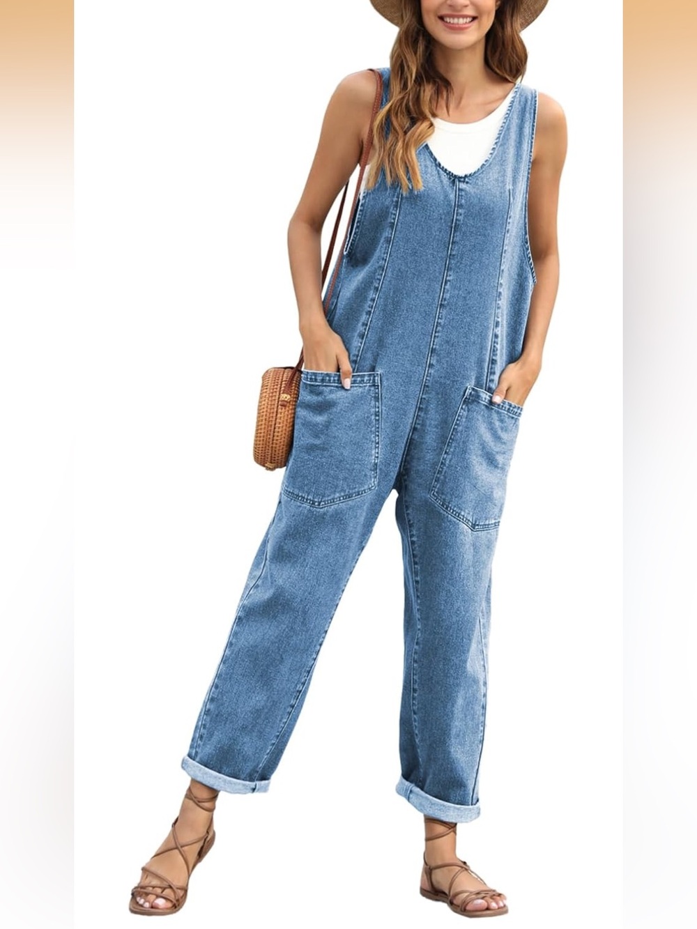 NWOT Denim Pocket Overalls - Blue Women Jeans - Picture 4 of 8